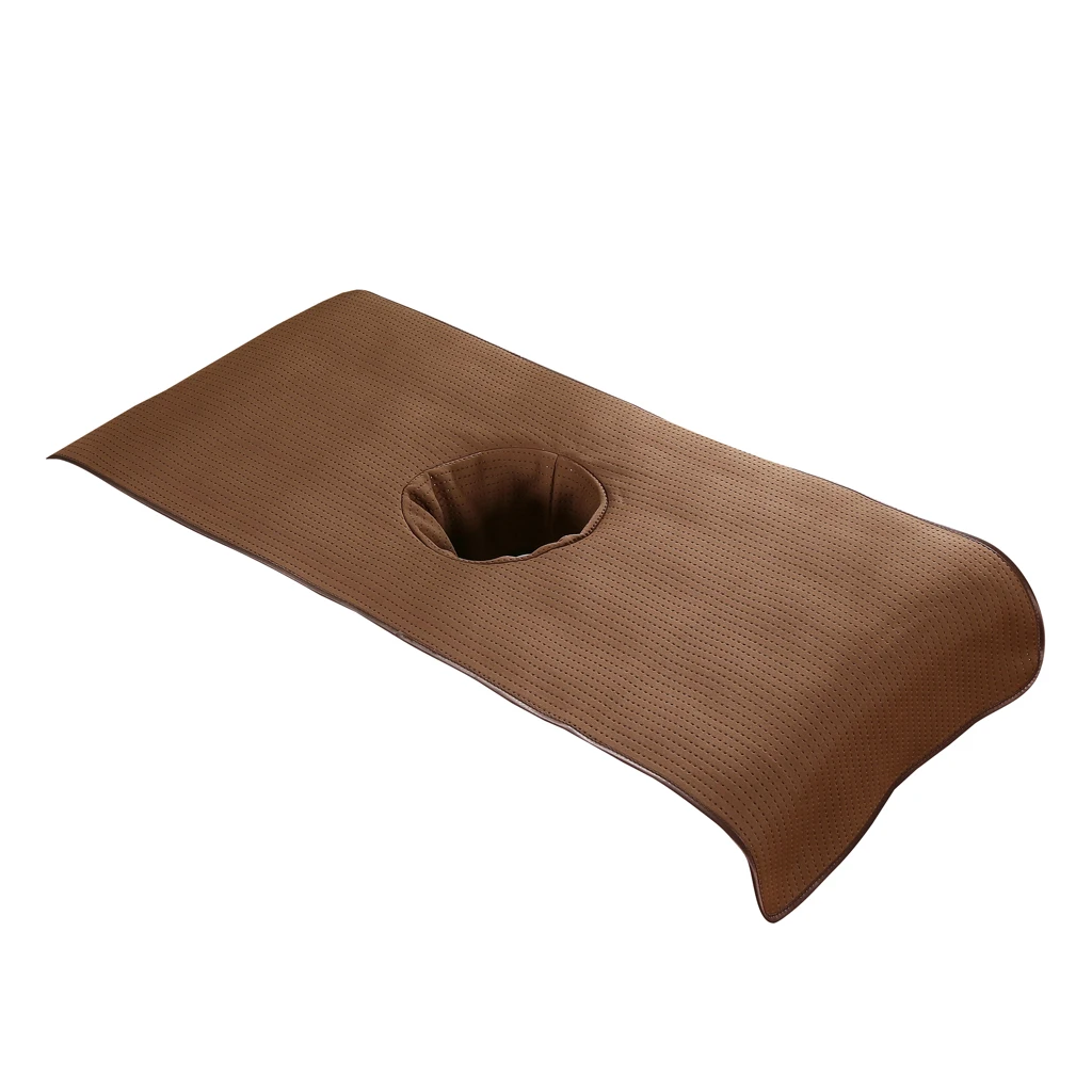 Satin Striped Massage Table Cover Adjustable Bed Sheet with Face Hole Polyester Beauty Bed Linen for SPA Salon
