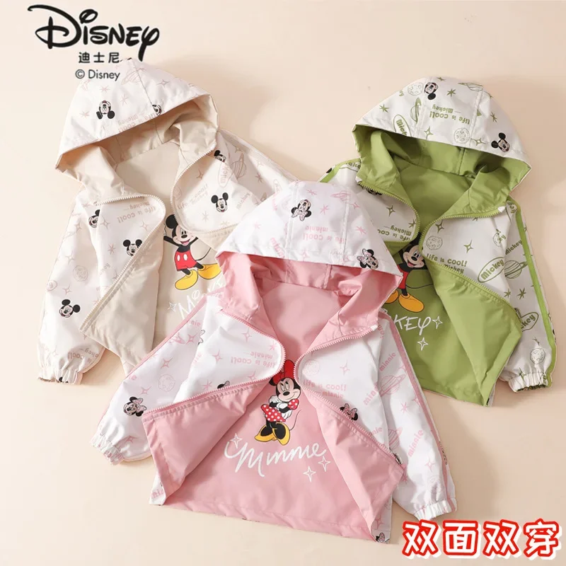 Disney Mickey autumn new girls jacket double-sided double-wear cartoon cute waterproof windproof simple coat