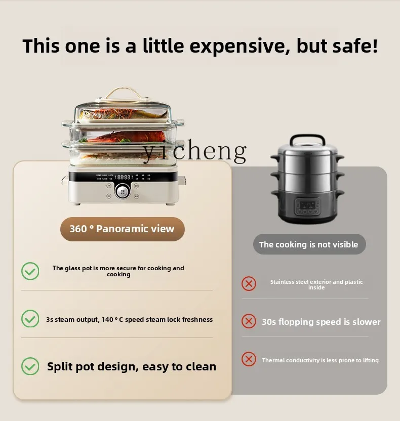 zz glass electric steamer household cooking stew multi-functional multi-layer integrated pot steamer new model