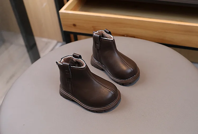 2026 Kinder Kurzstiefel Modische Jungen Schuhe Herbst Winter Leder Kinderstiefel Rutschfeste Kleinkind Mädchen Stiefel Kleinkind Schneeschuhe – Detail 12