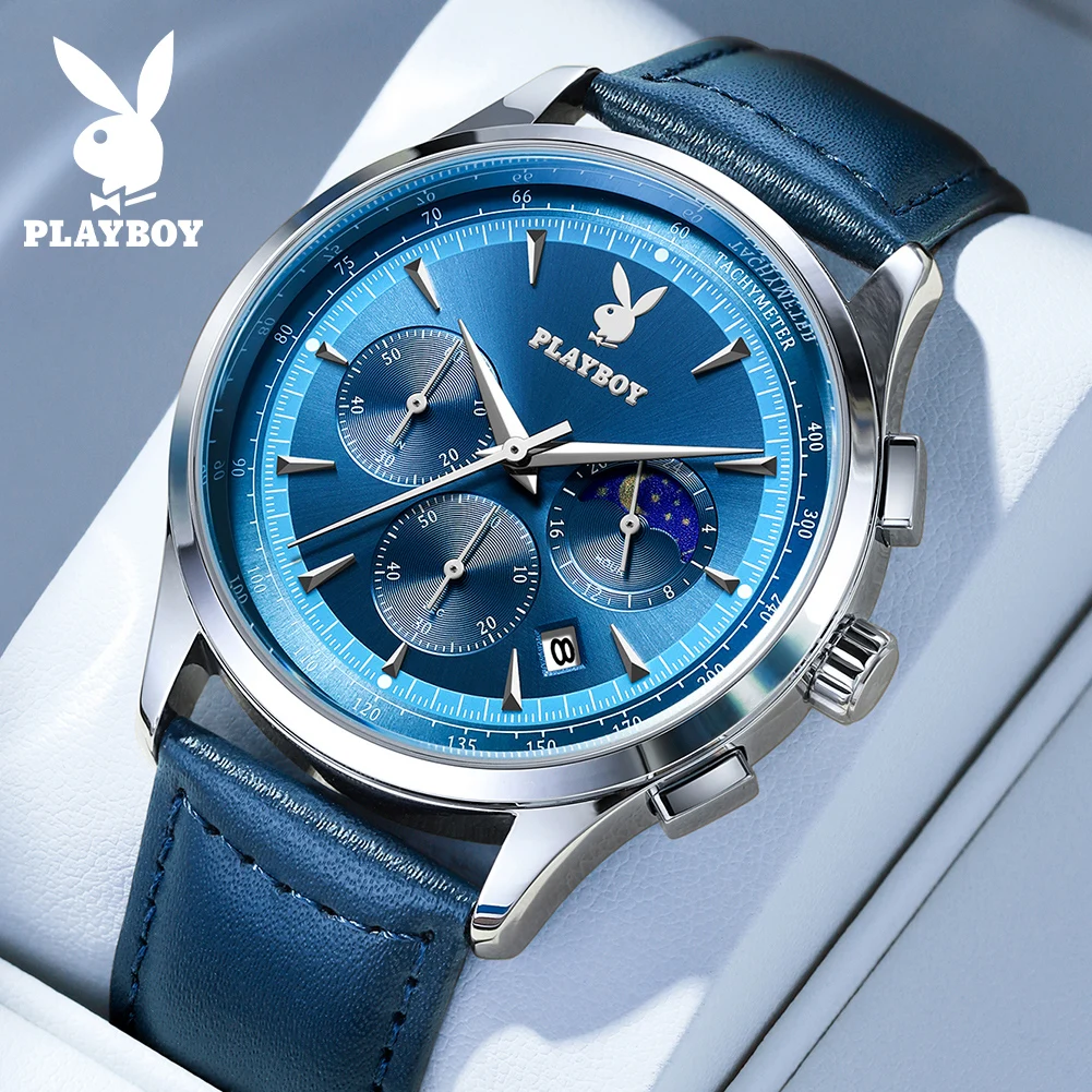 

PLAYBOY 3118 Fashion Quartz Movement Men Watch Brand 30m Daily Waterproof Classic Sports Style Chronograph Date Window Watch