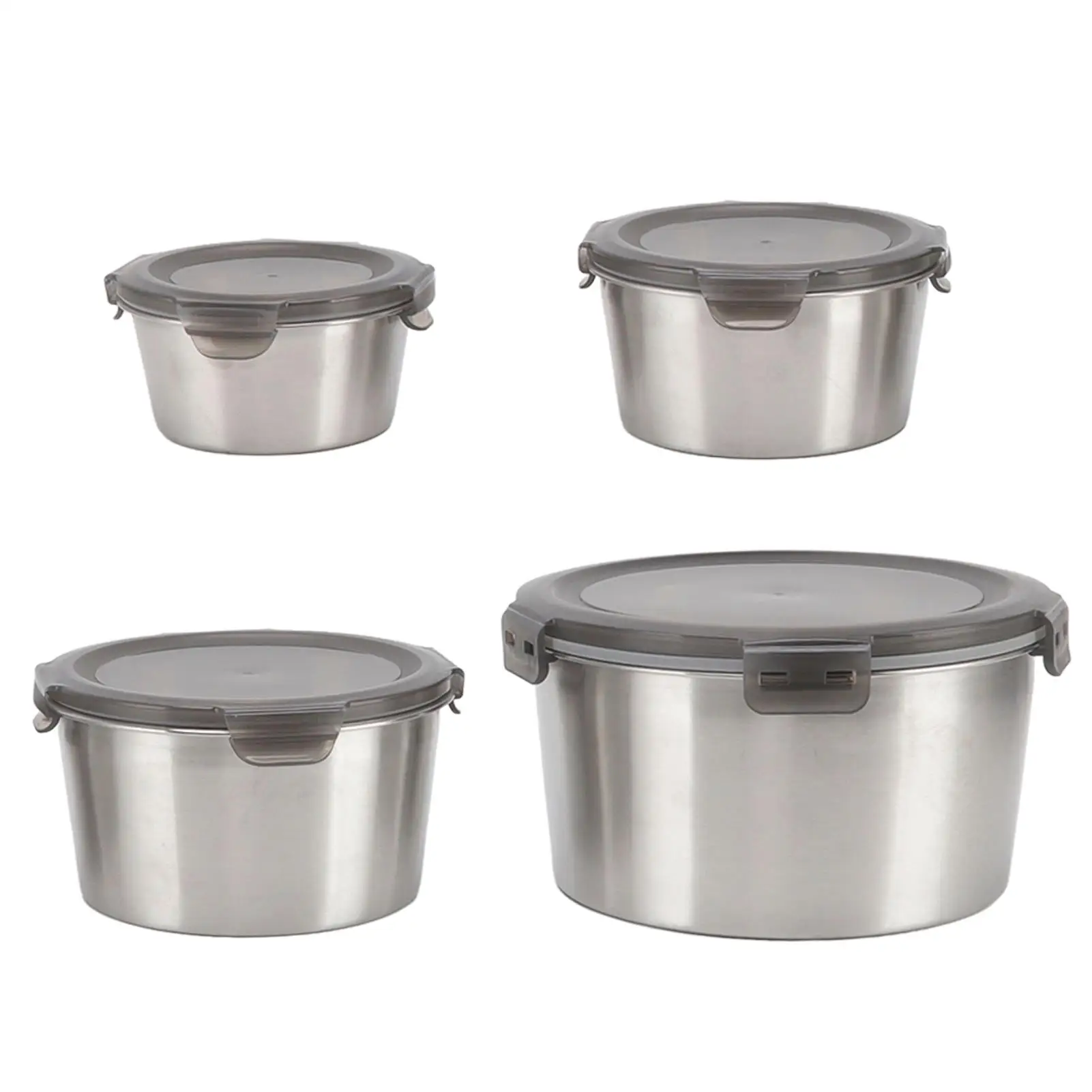 

Portable Space Saving Stainless Steel Food Container Box with Snap Cover Large Capacity, Skid Resistant for work and Travel