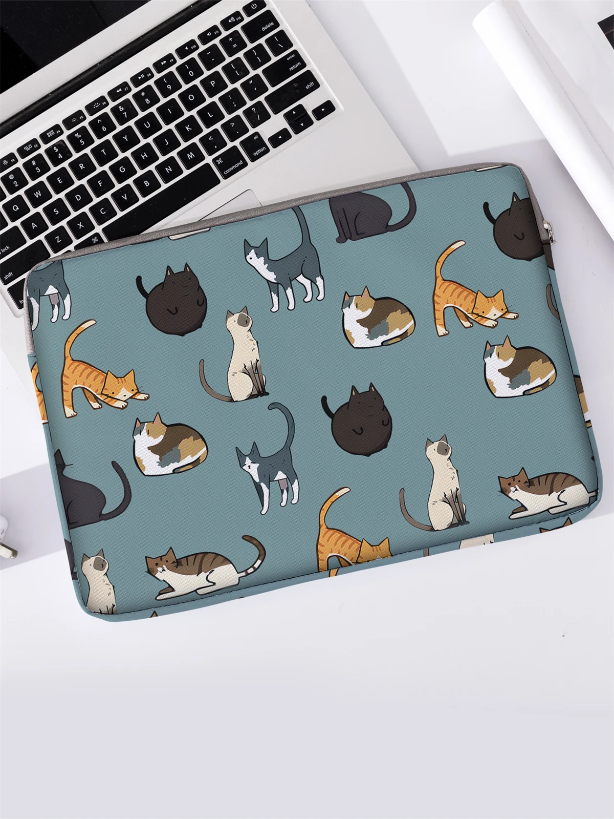 Borsa e valigetta per laptop con motivo gatto, adatta per laptop da 14 pollici