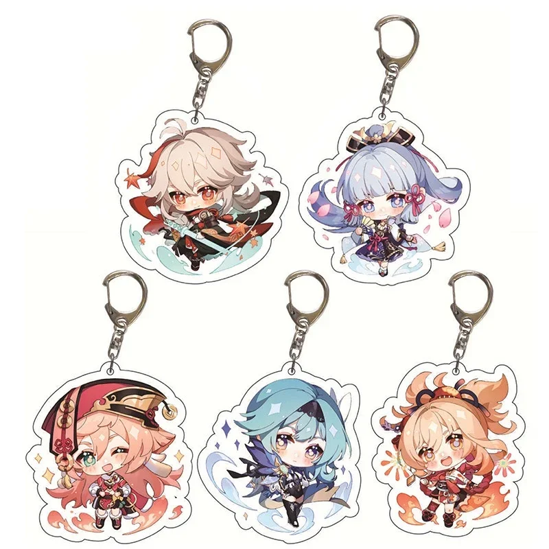 Game Keychain Cosplay Kazuha Ayaka Yoimiya Eula Cute Cartoon Character Car Pendant Arcylic Key Chain