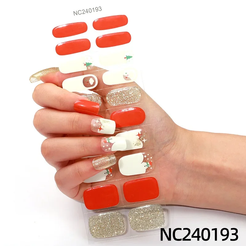 Weihnachten halb gehärtet Gel Nagel Patch Slider Kleber Schneemann Schneeflocken Nail Art Aufkleber Nagel liefert DIY Maniküre UV-Lampe brauchen