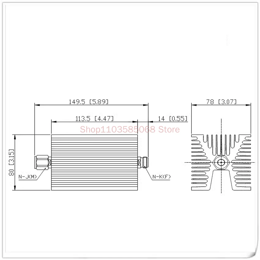 100W Fixed Attenuator N Type Frequency DC-6GHz 1-60dB