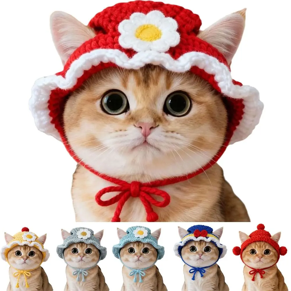 Gorro de Gato Divertido y Moderno, Elástico y Refinado, Accesorios para Sesiones de Fotos, Disfraces para Mascotas, Gorro Tejido a Mano para Cachorros y Gatitos