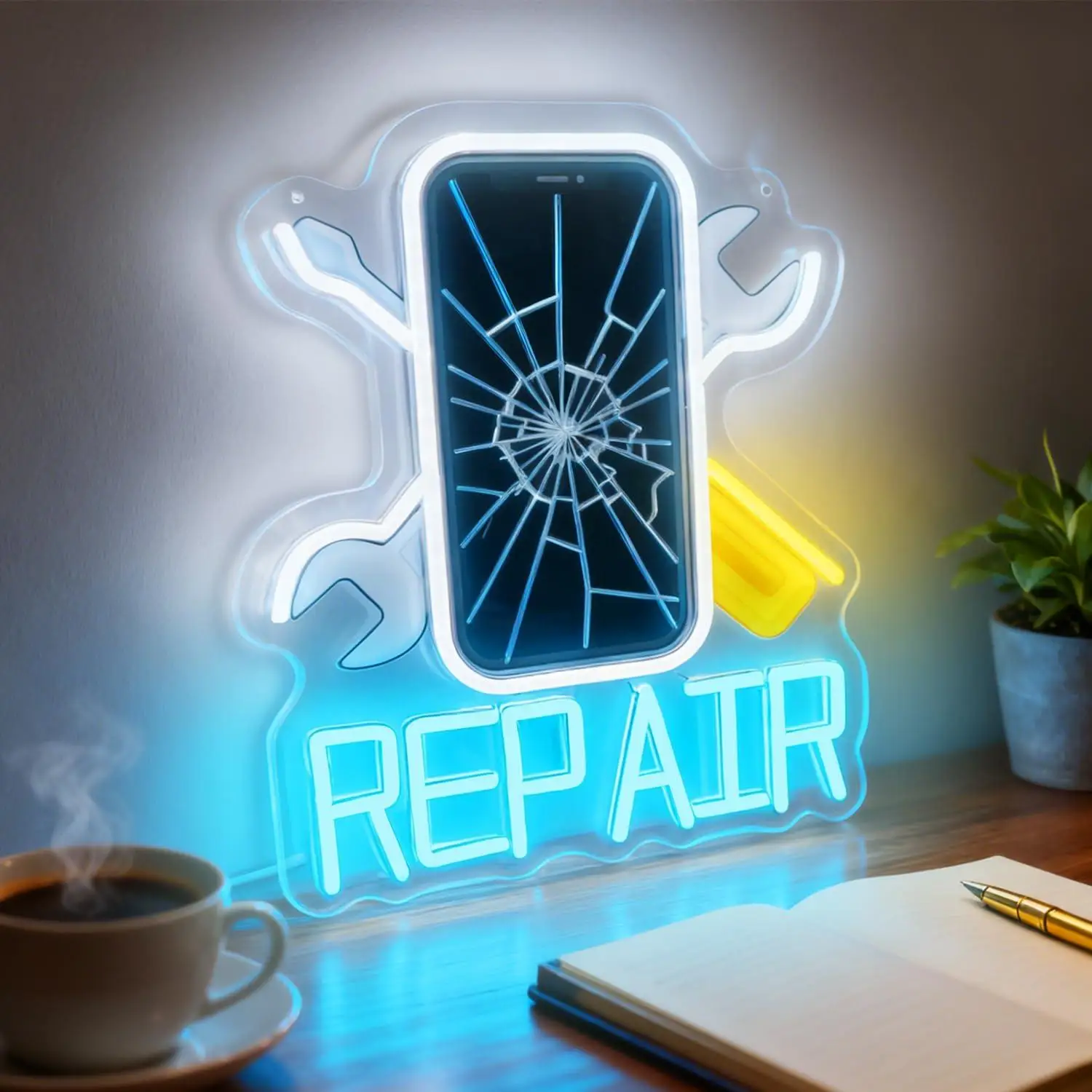 Phone Repair Neon Cellphone Repair LED Lights for Mobile Phone Tablet Notebook Repair Shop Store Studio Business Wall Art Decor