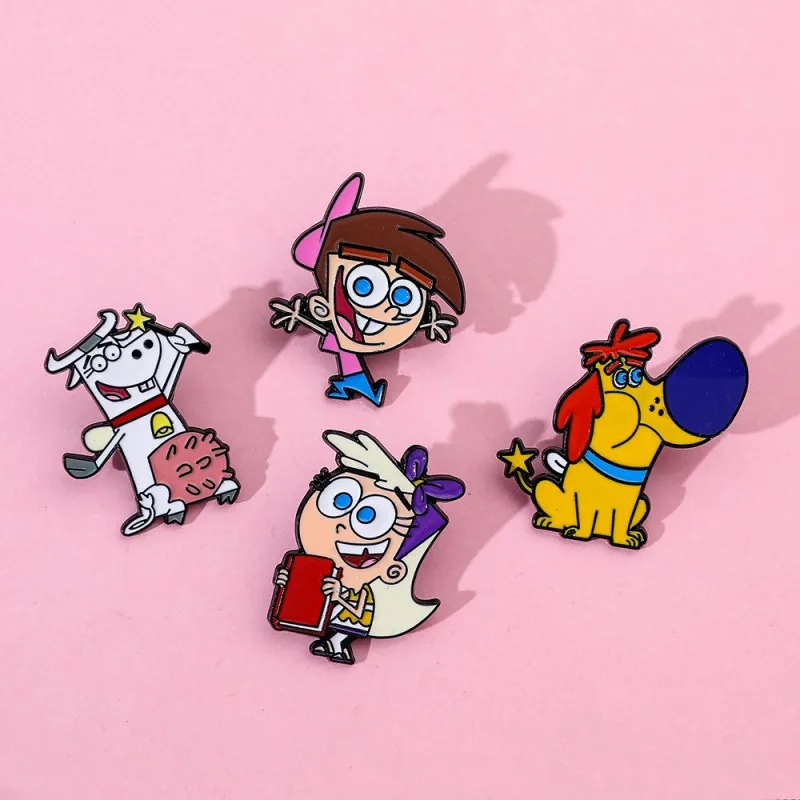 Comedy Animation Oddparents Enamel Pin Cute Cartoon Timmy, Cosmo and Wanda Metal Brooch Badge Backpack Accessory Gift Wholesale