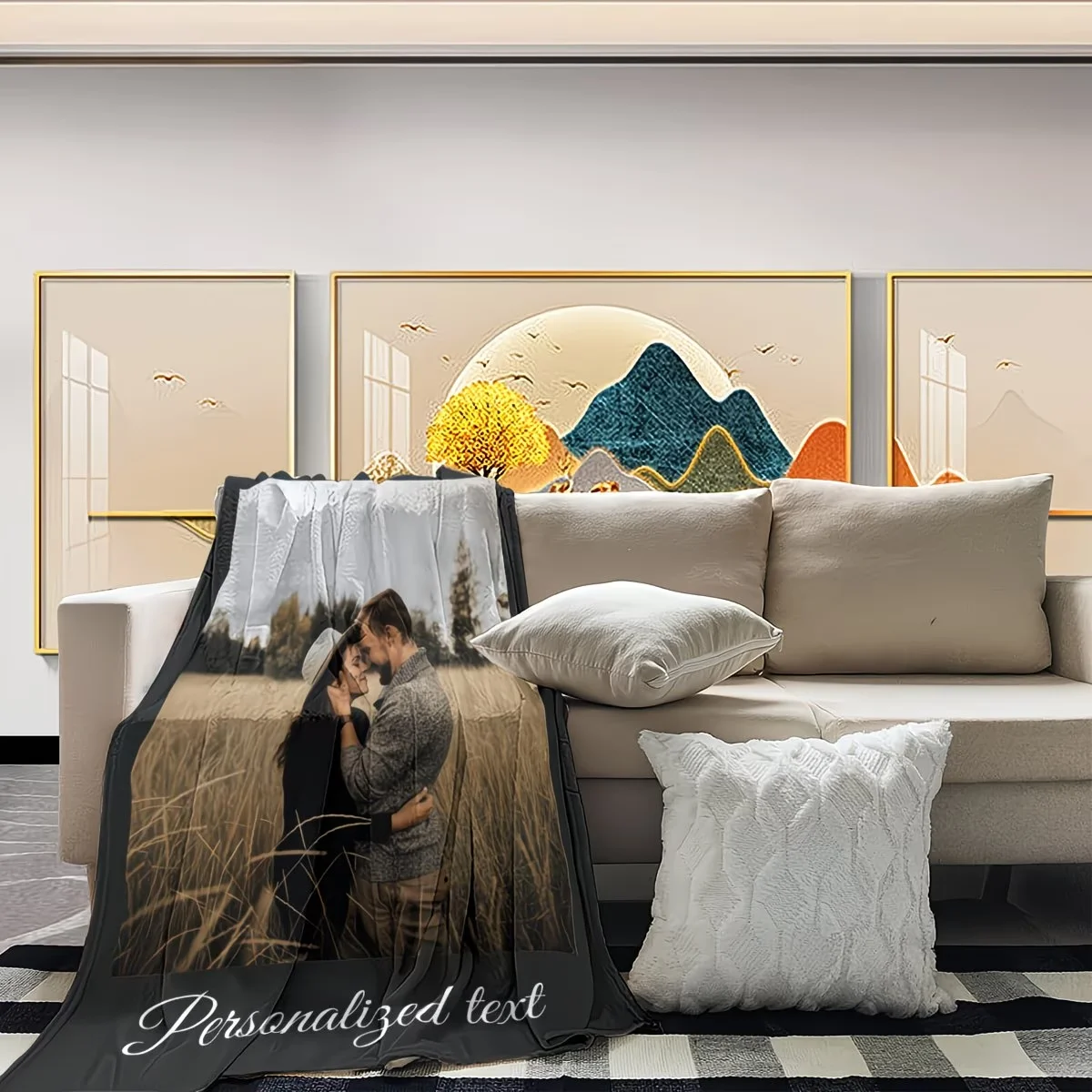 1 piece of personalized text and image customized printed blanket, warm and comfortable, a heartwarming gift for festivals, an a