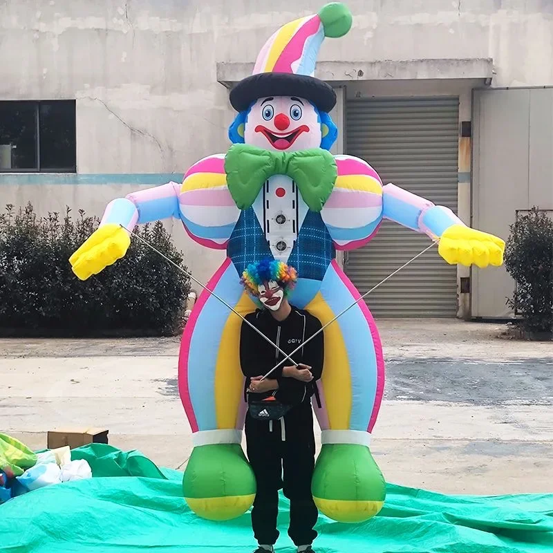 3m/3.5m Giant Red Blue Adult Carry Inflatable Clown Puppet for Carnival Entertainments Stage Fancy Blow Up Clown Props Events