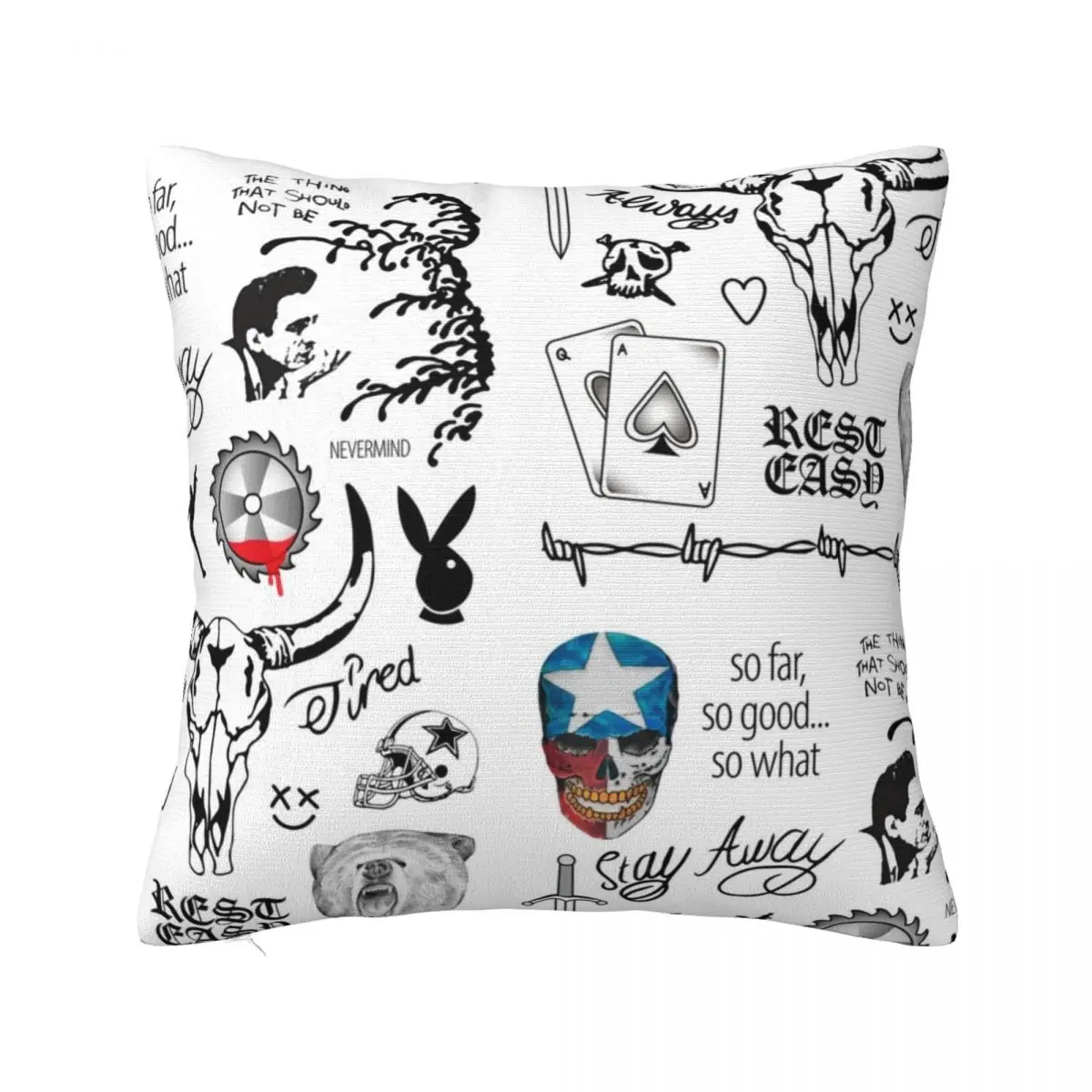 

Posty Tattoo Drawings Throw Pillow Marble Cushion Cover Sofa Covers For Living Room