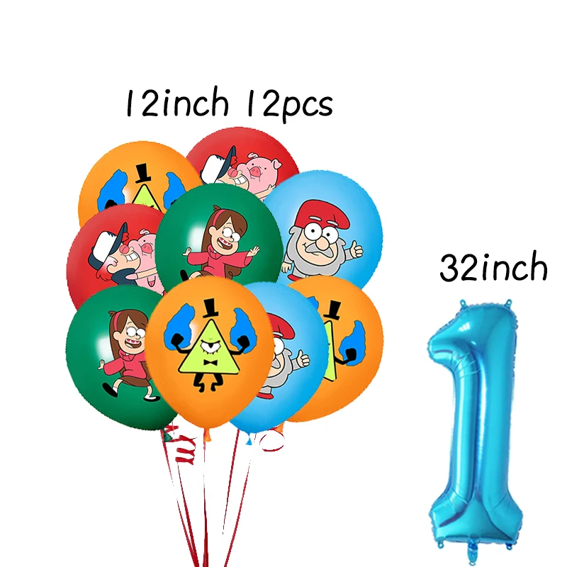 

Gravity Falls Balloon Boy Happy Birthday Party Supplies Mabel Pines Decoration with Number ballon Baby Shower