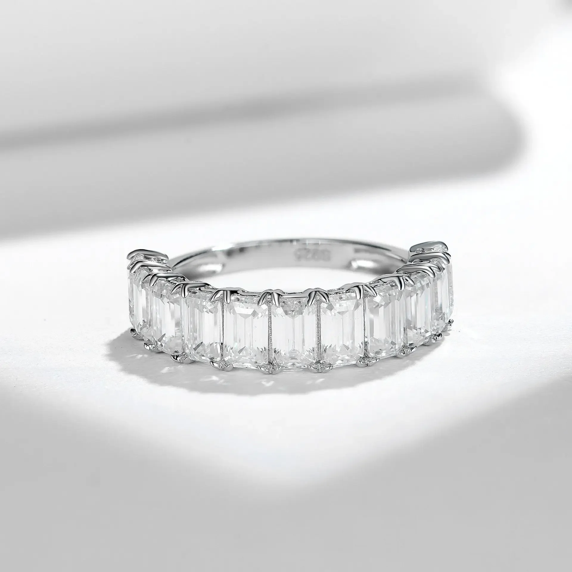 

Обручальное кольцо с муассанитом Pretty Beauty Half Halo S925, серебро, изумрудная огранка, бриллиантовое обручальное кольцо для женщин, вечерние роскошные ювелирные изделия