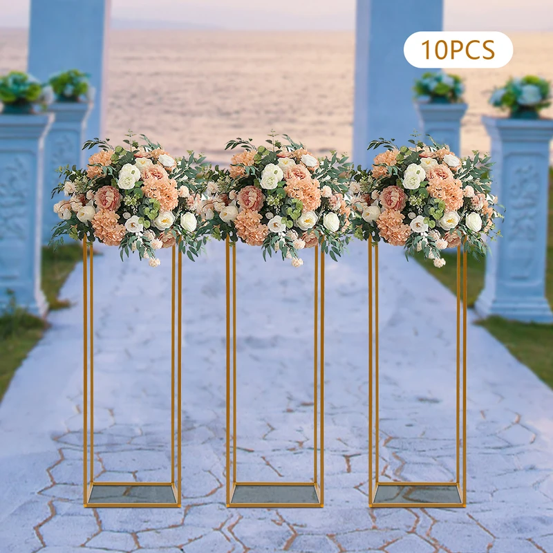 10Pcs/4Pcs Metal Golden Rectangular Frame Backdrop Wedding Rack Arch For Birthday Party Backdrop Wedding DLY Decor