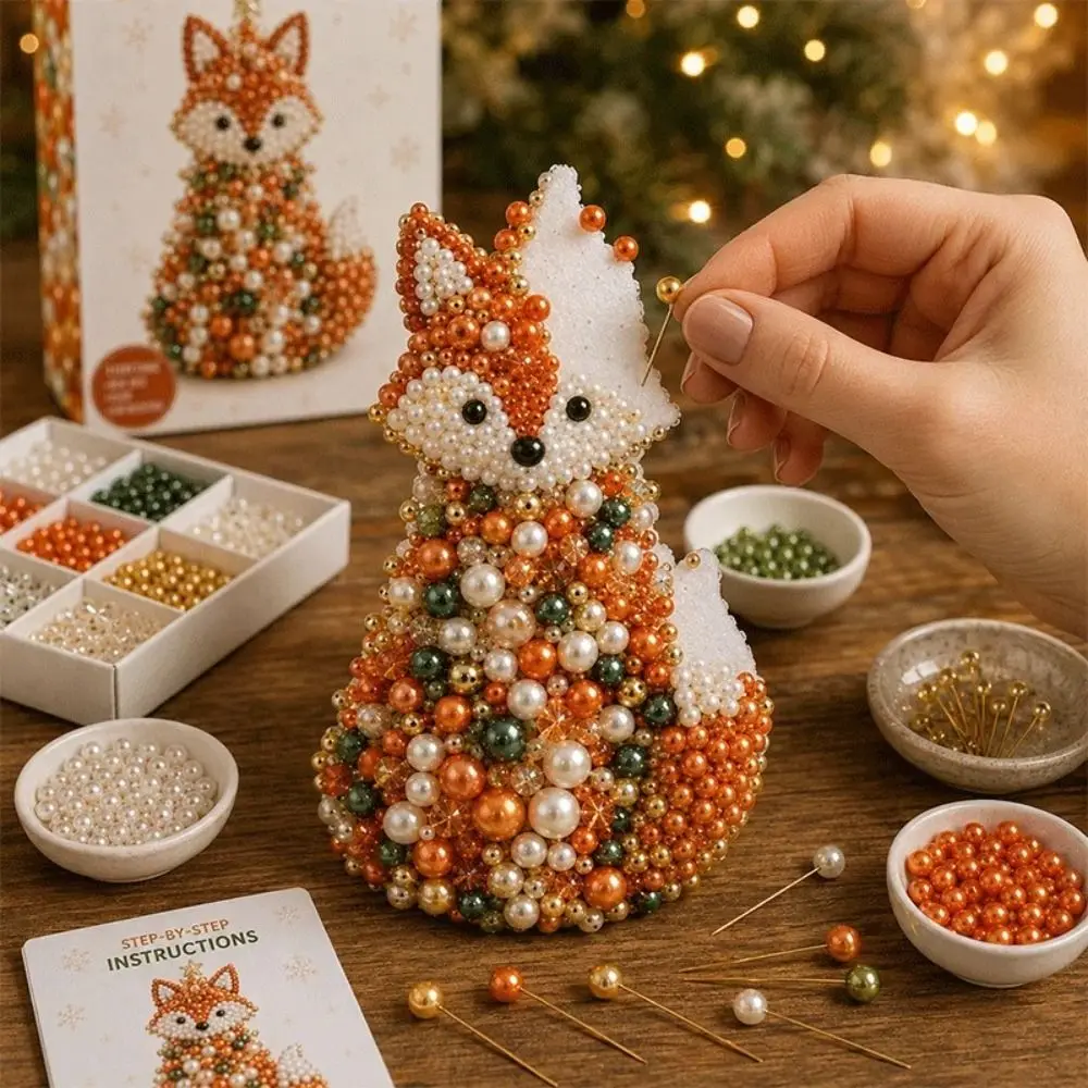 Multicolor Beaded Christmas Tree Kit Home Tabletop Size Crystal Beads DIY Ornament Making Set Dreamy Style Creative Craft Design