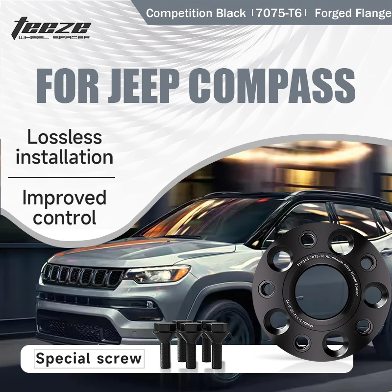

Teeze 2/4pcs 5x110 65.1 M12 x 1.25 Hub Centric Black Forged wheel spacer For Jeep Compass Flange Plate 15/20/25/30/35mm