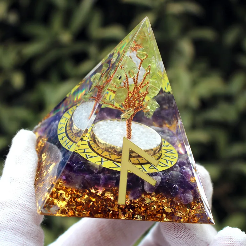 Lun Rune Crystal Tree Crystal Crushed Stone Pyramid Ornaments Resin Drop Glue Home Handicrafts