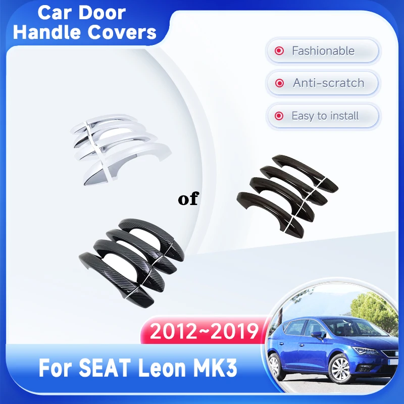 Capa para maçaneta de porta, para assento leon mk3 5f 2012 ~ 2019 2014, acessórios luxuosos para carro, adesivos à prova de ferrugem, estilo gadget, a