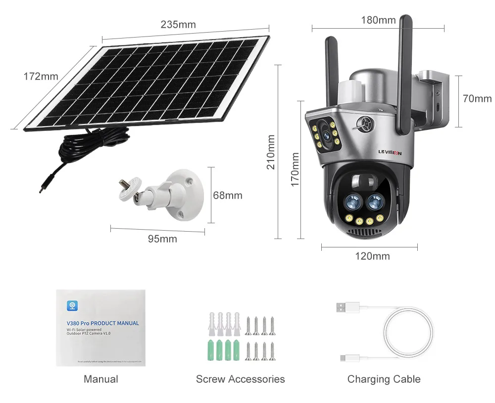 LS VISION V380 Dual Lens WIFI/4G Camera Solar 10X Zoom PIR Human Detection Night Vision Outdoor Security Video Cam 8MP 4K Cctv