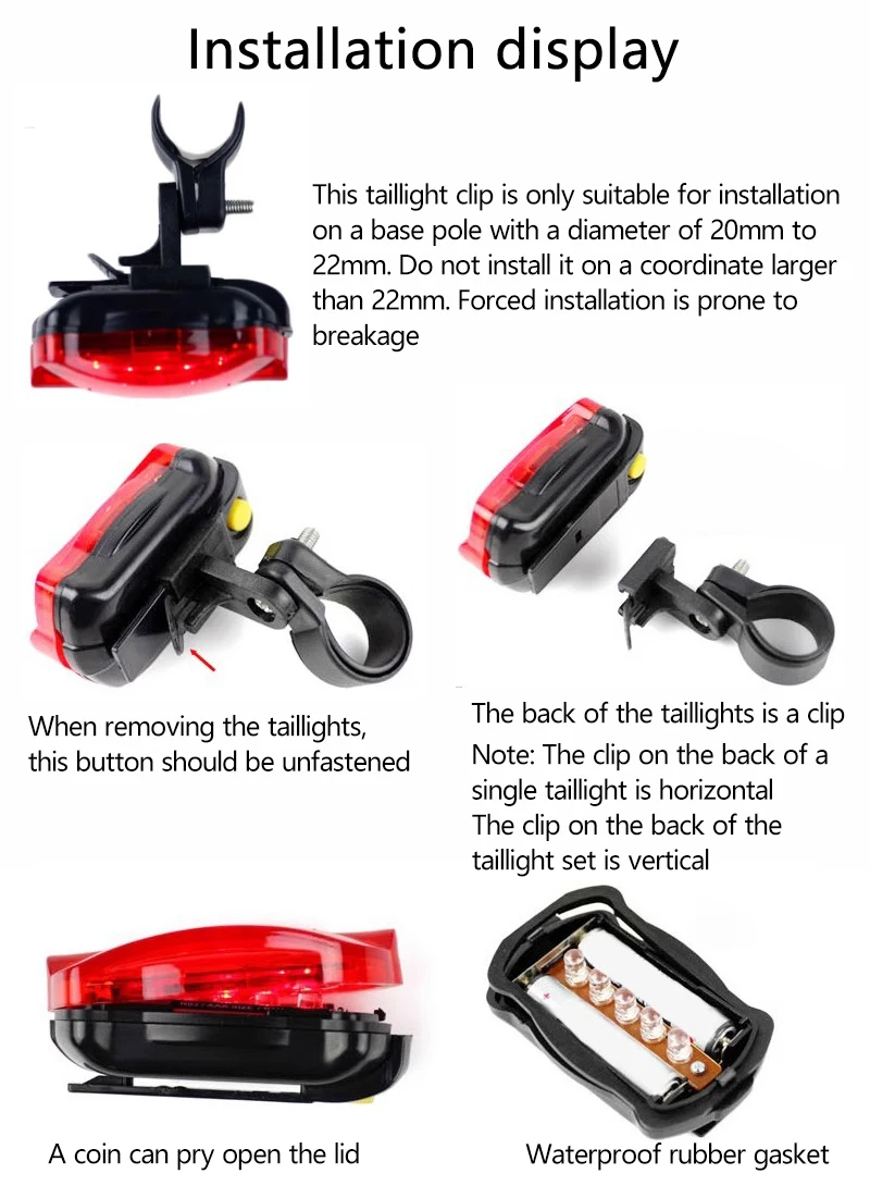 دراجة ليلية، تحذير للسلامة، ضوء خلفي، فراشة حمراء، ضوء خلفي للدراجة الجبلية