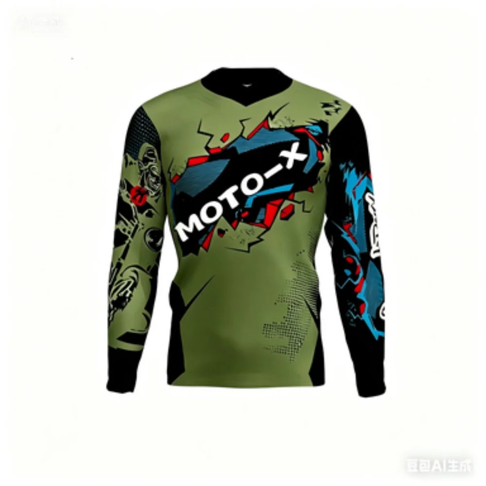 MOTO-X Themed Long-Sleeve Sports Top Breathable Comfortable for Cycling Training Fitness Daily Casual Wear view 5