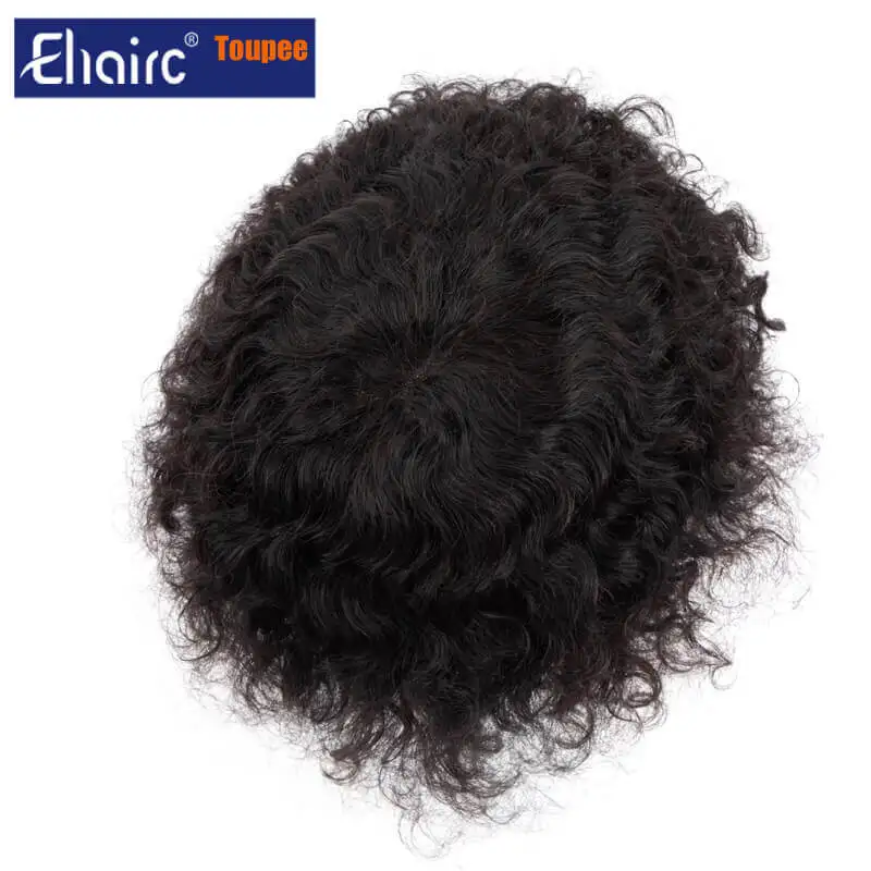 Water Curly Toupee For Men Mono Hair System Unit for Men Durable Male Hair Prosthesis 100% Human Hair Replacement Men's Wig