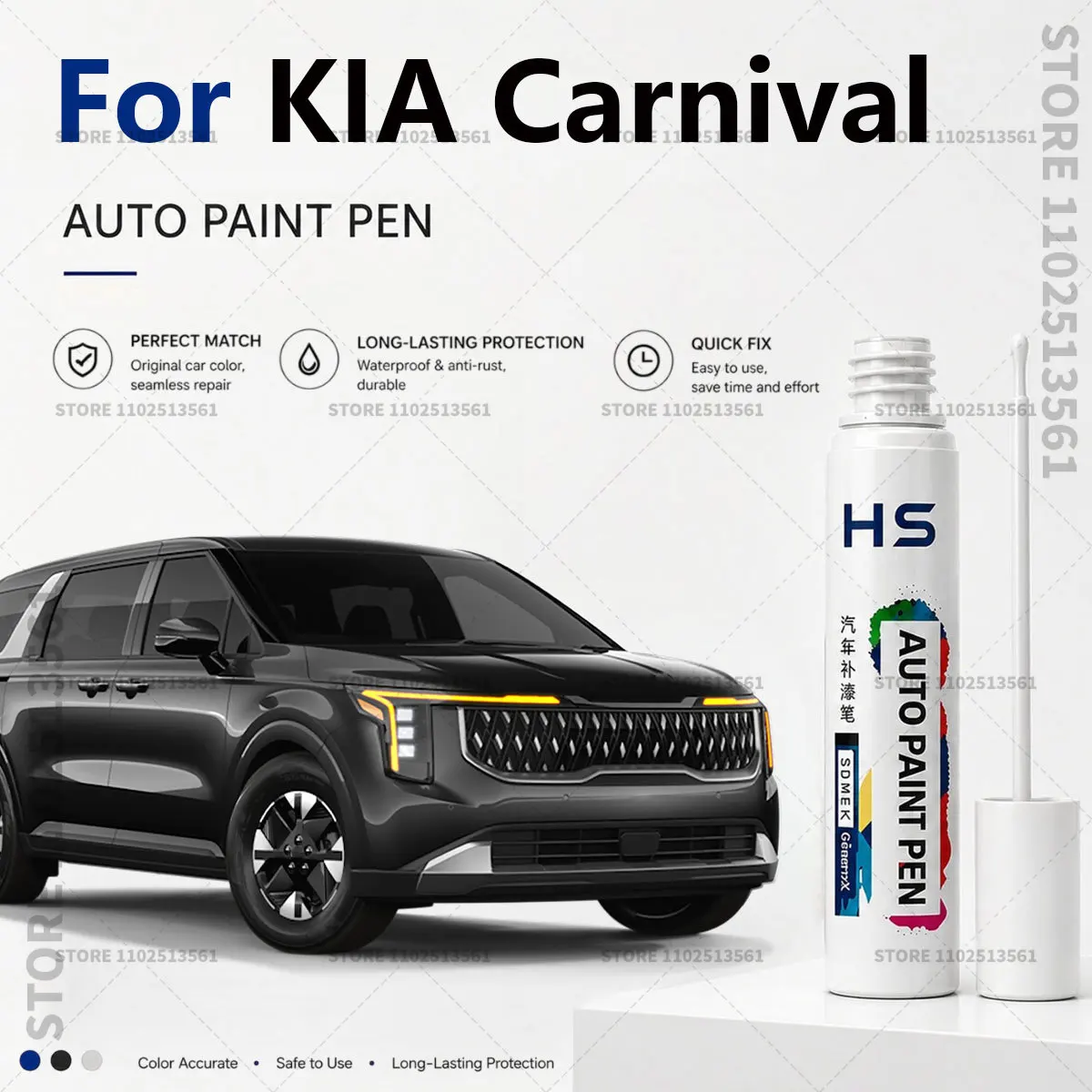 For KIA Carnival MPV Touch Up Paint Pen – Quick Car Scratch Repair for Chips & Minor Scratches black silver Flare red Astra blue