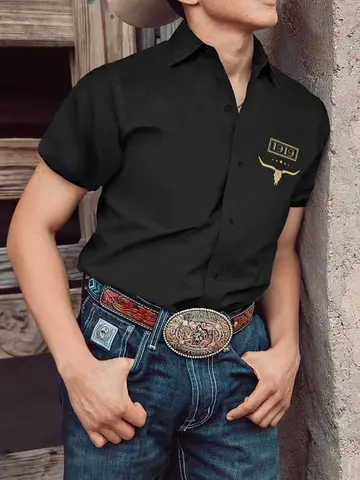 Western Style Cowboy 3d Print Shirts Men Women Fashion Hawaiian Shirt Button Up Short Sleeve Casual Beach Shirt Lapel Blouse New