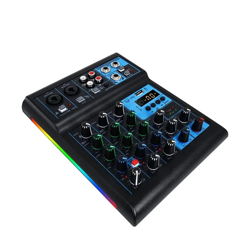 

Звуковая карта-микшер CJSD, 4-канальный RGB-микшерный пульт, профессиональное аудио для прямых трансляций, 4-канальный звуковой микшер