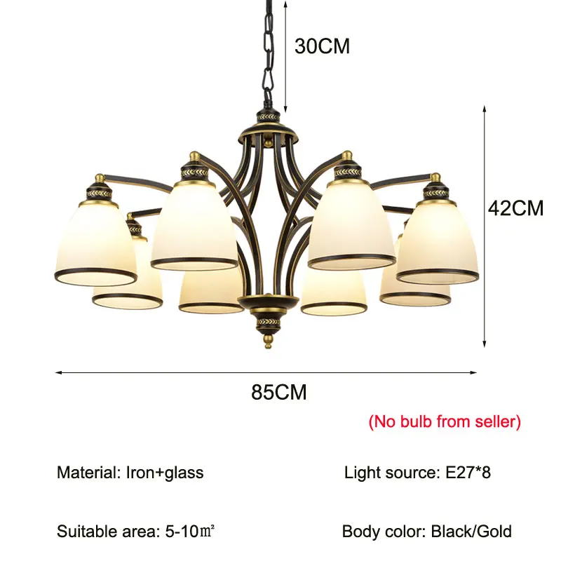 8 teste stile americano rurale retrò soggiorno lampada a sospensione stile europeo rurale ferro arte Villa camera da letto sala da pranzo lampada