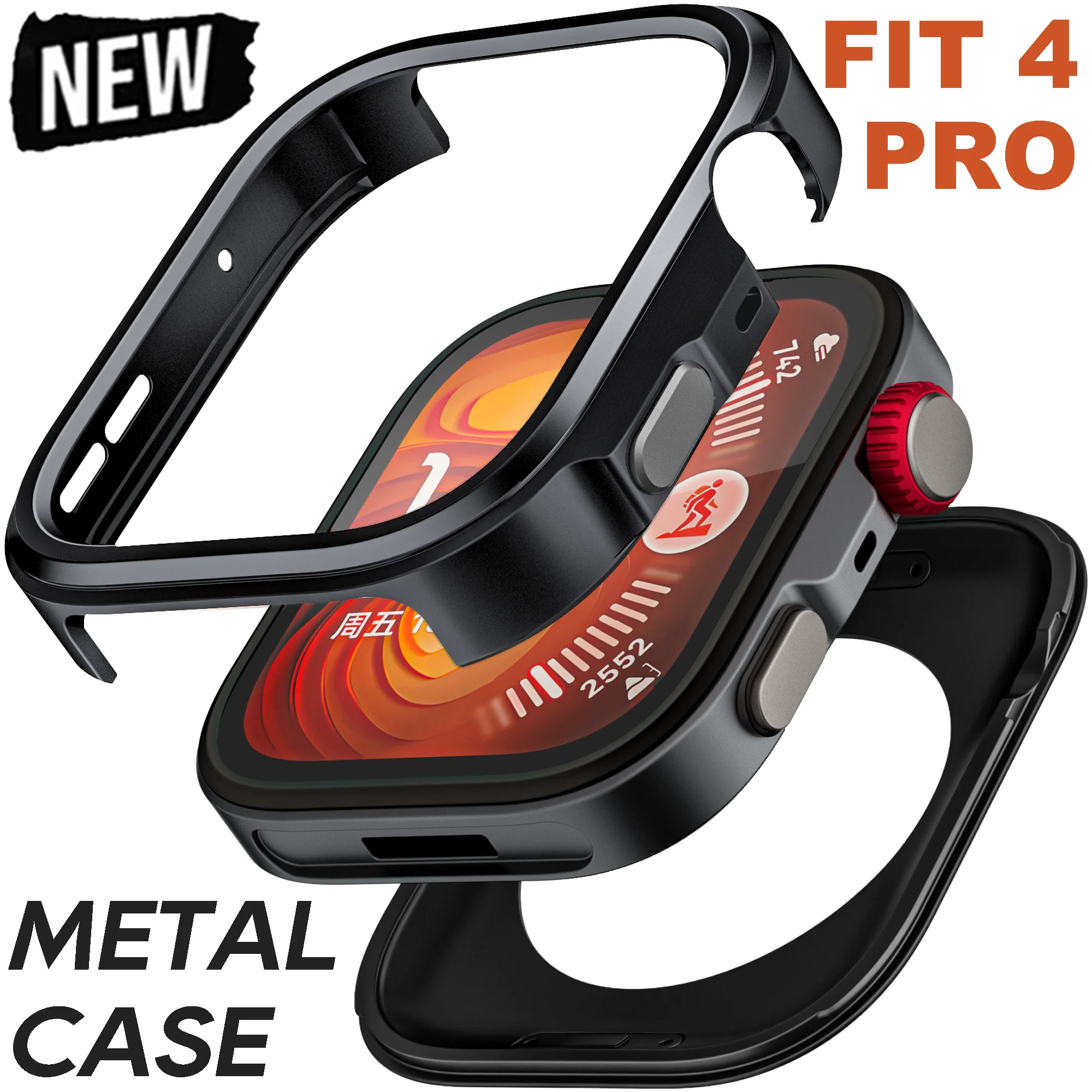 Metal Case for Huawei Watch Fit4 Pro Screen Protective Cover for Huawei Fit4 Pro Hollow Case Shockproof Bumper Shell Accessories