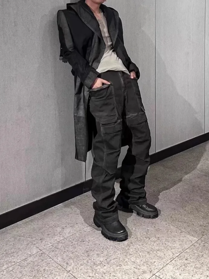 

Джинсы рабочие винтажные 2025 Ro k Sle Heavy Du Dirt Waed, прямые, свободные, повседневные, средней посадки, длинные брюки