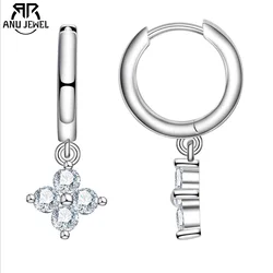 AnuJewel 3mm Moissanite Hoop Women's Earrings Huggies 925 Sterling Silver Lab Created Diamond Drop Earrings Jewelry Wholesale