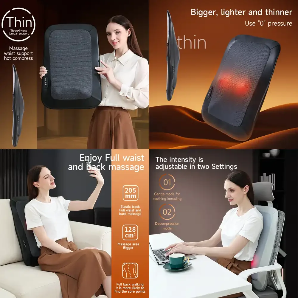 

Multifunctional Charging Massage Pillow for Waist and Back Lumbar Spinal Therapy with Ultra-Thin Design Extra Large