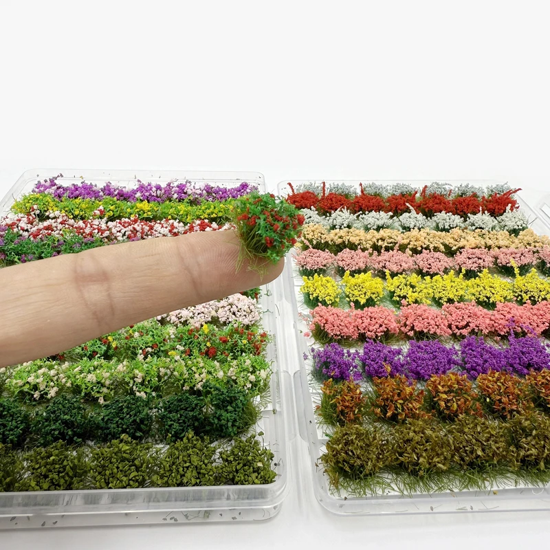 49pcs/box 8mm Flower Cluster Model Landscape Garden Decor Static Grass Scenery Model Grass Tuft DIY Building Layout 15colors