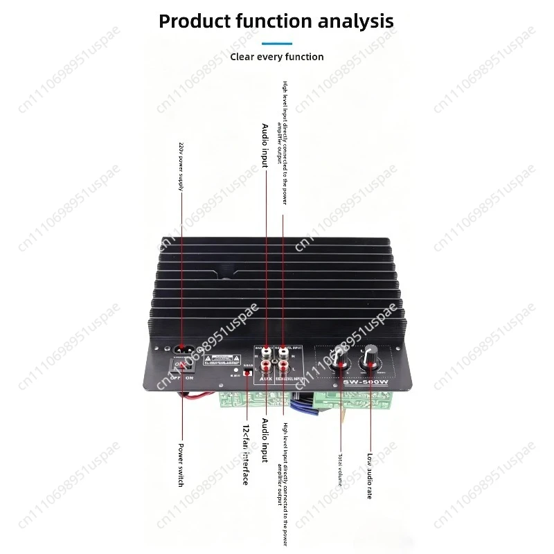 500W Super Bass Amplifier DIY Subwoofer Mono Power Amp Board Active Low Frequency System