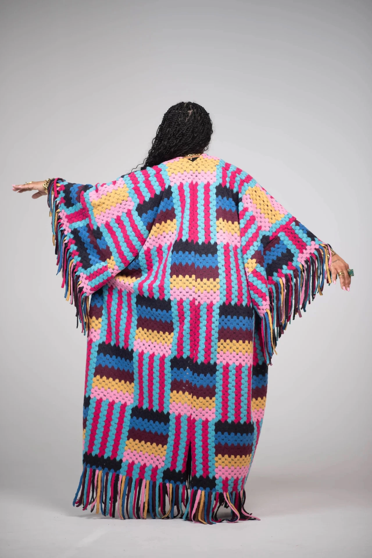 New Arrival Women Winter Warm Long Sweater Free Size African Lady Multicolored Loose Cardigans Fashion Blogger Tassels Kimonos