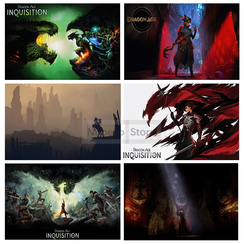 Classic RPG Games Dragon Age Poster Inquisition Dungeons and Dragons Game Prints Canvas Wall Art Pictures Home Room Modern Decor