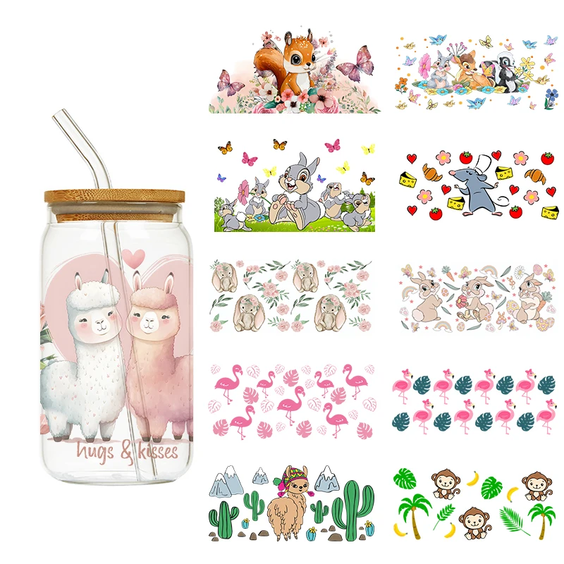 

LETOP 1PCS UV DTF Transfer Sticker Animals For 16oz Libbey Glasses Wrap Bottles Can DIY Waterproof Label Custom Sticker For Cup