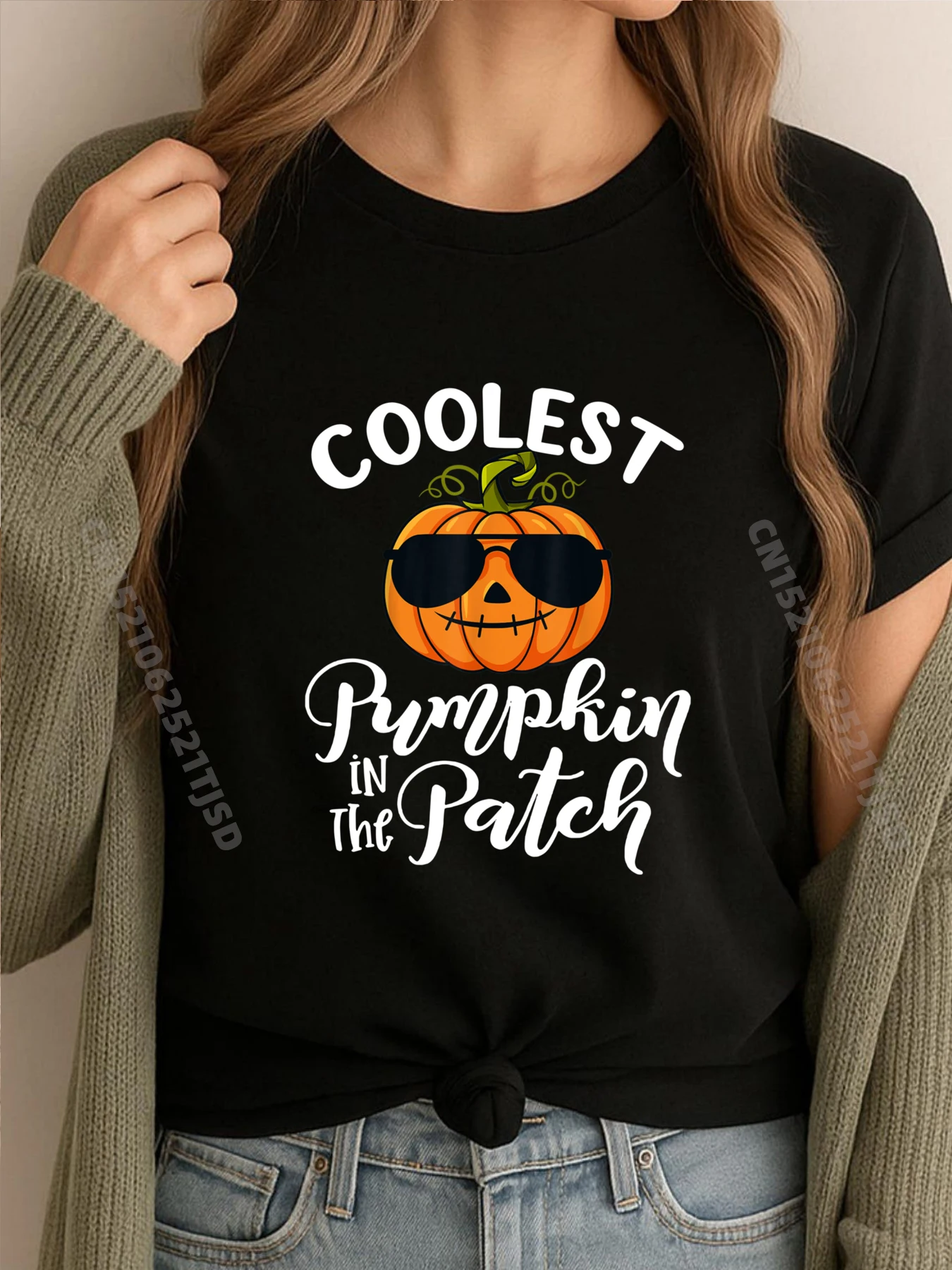 

Самая крутая тыква в нашивке, женские и мужские футболки на Хэллоуин, хлопковая футболка, женские и мужские футболки с принтом большого размера