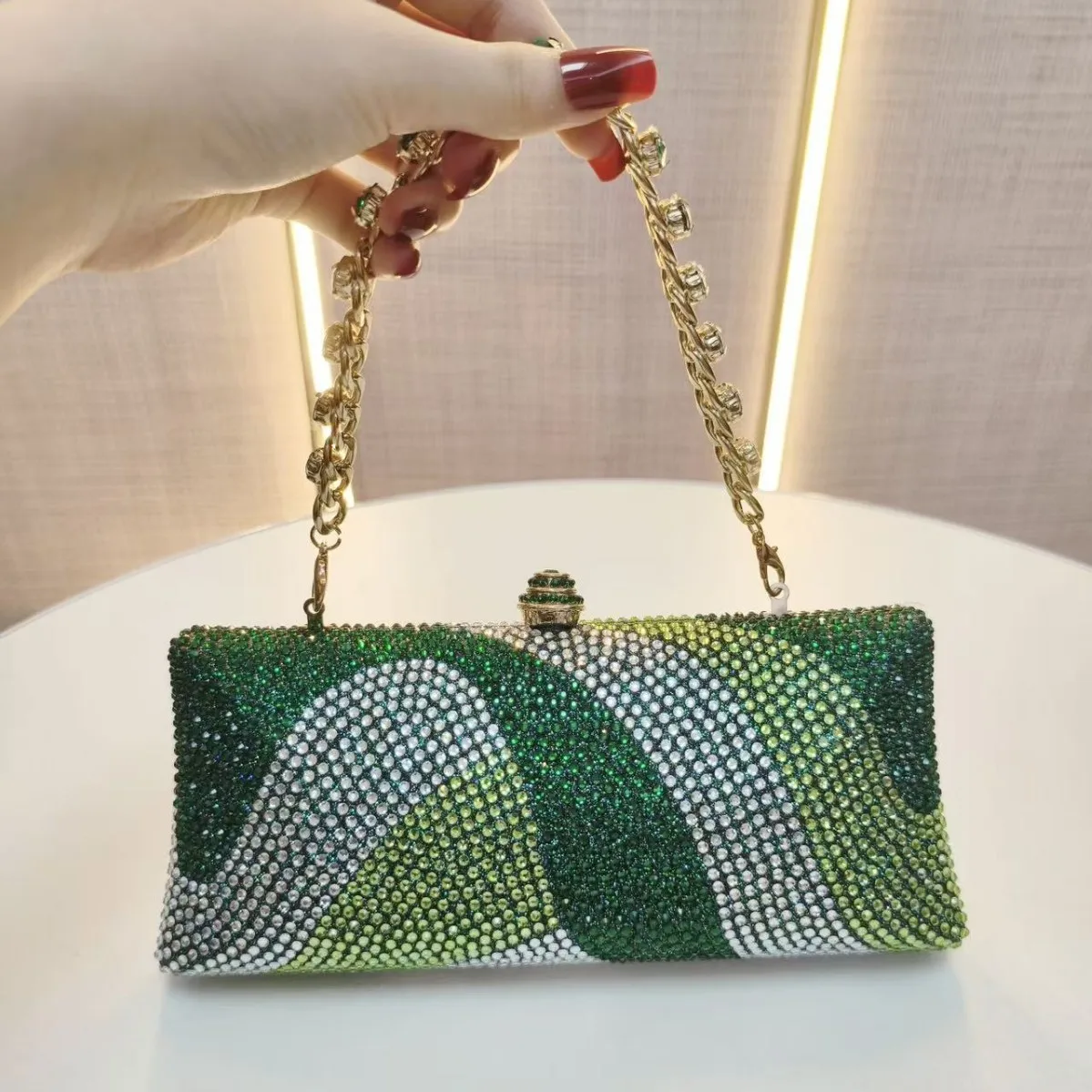Fashionable Diamond Embedded Handbag Crossbody Qipao Evening Bag Party Dinner Bag Elegant Clutch Polyester Daily Match