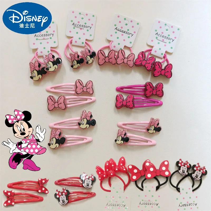 Disney Anime Minnie Mouse Hairrope Hairpin Kawaii Minnie Hair Accessories Cartoon Girl Hairpin Baby Gifts