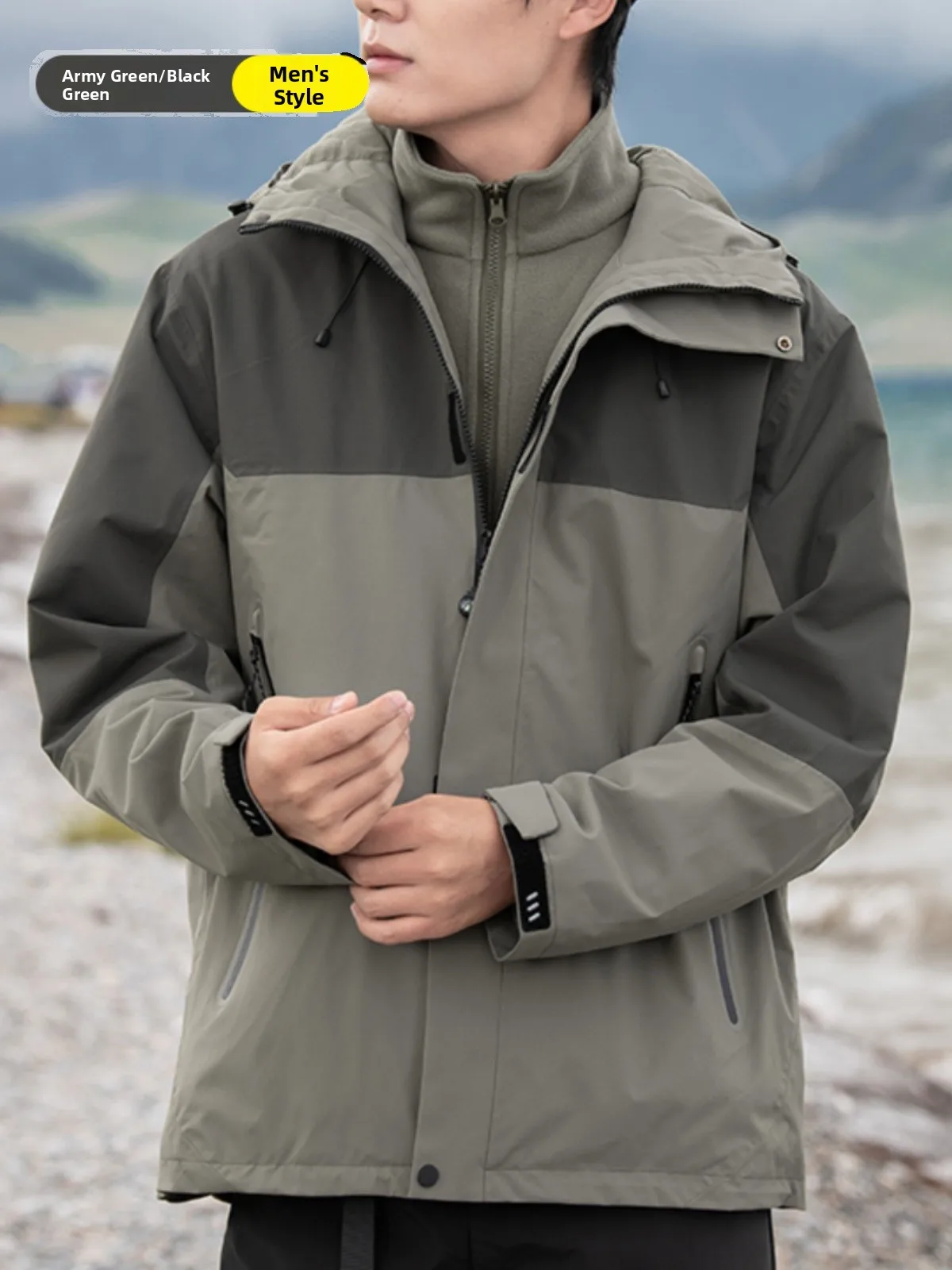 

Куртка-трансформер 3-в-1 утепленная, водонепроницаемая, съемная, для активного отдыха, теплая верхняя одежда для осени и зимы, плотная, с высоким воротником