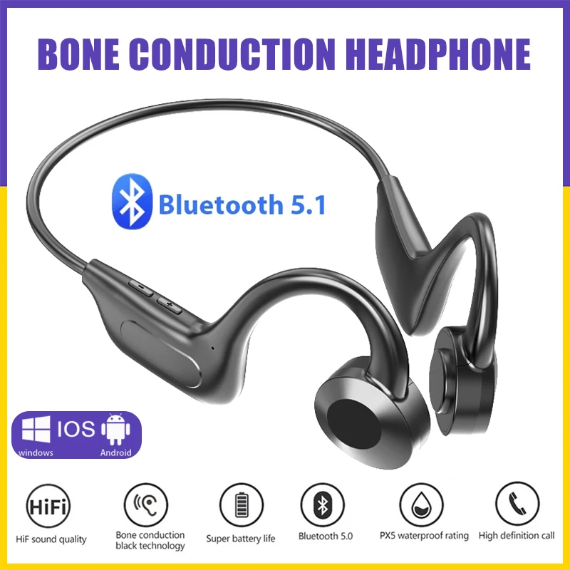 【Fast Ship】VG02 Bone Conduction Wireless Bluetooth Earphone TWS IPX5 Waterproof Gaming Earbuds Sports Headphones with Mic Headse