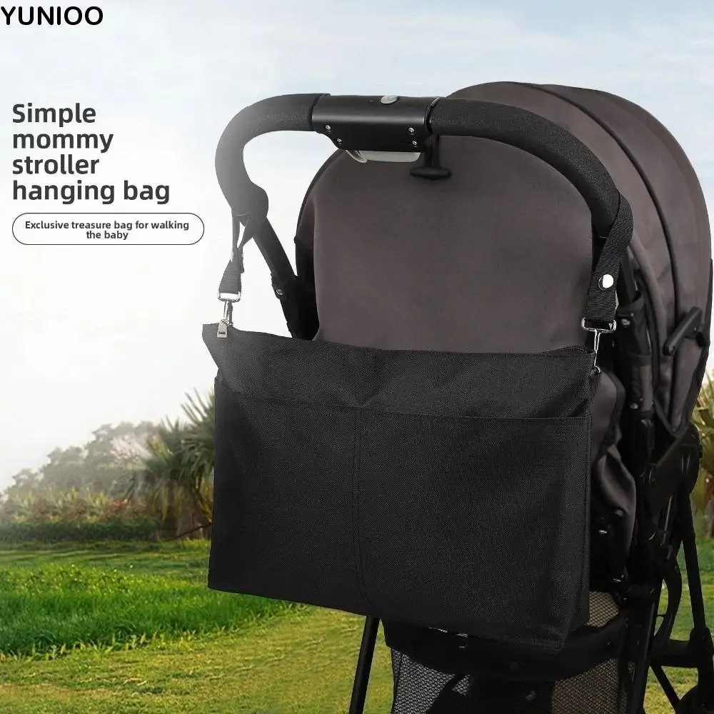 

Portable Baby Stroller Storage Bag Multifunction Large-capacity Baby Pram Hanging Bag Black Waterproof Mommy Shoulder Bag