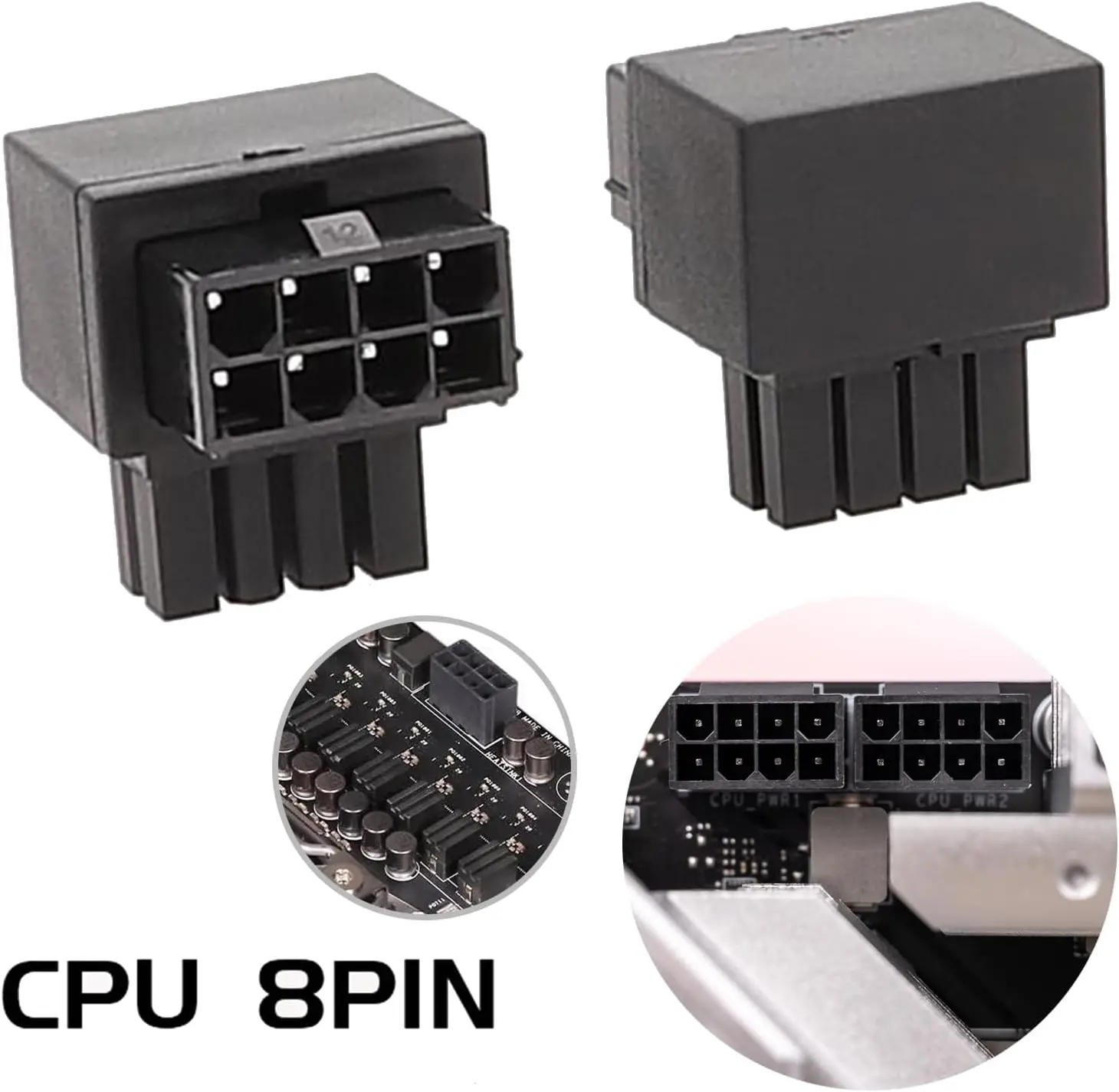 10PC 8 Pin Female 90 Degree Angled To 8 Pin Male Power Adapter CPU Power Steering Connector For Desktops Graphics Video Card CPU