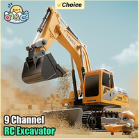 Alloy Remote Control Excavator Toy Car with Lights Sound Effect Electric Excavator Automobile Engineering Vehicle Children Gifts