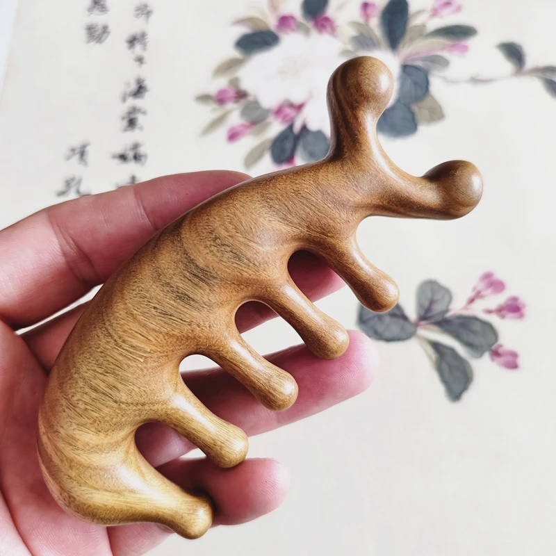 

Sandalwood Gua Sha Massager Scraping Comb Meridian Tool for Facial Neck Body - Hair Care And Massage Therapy