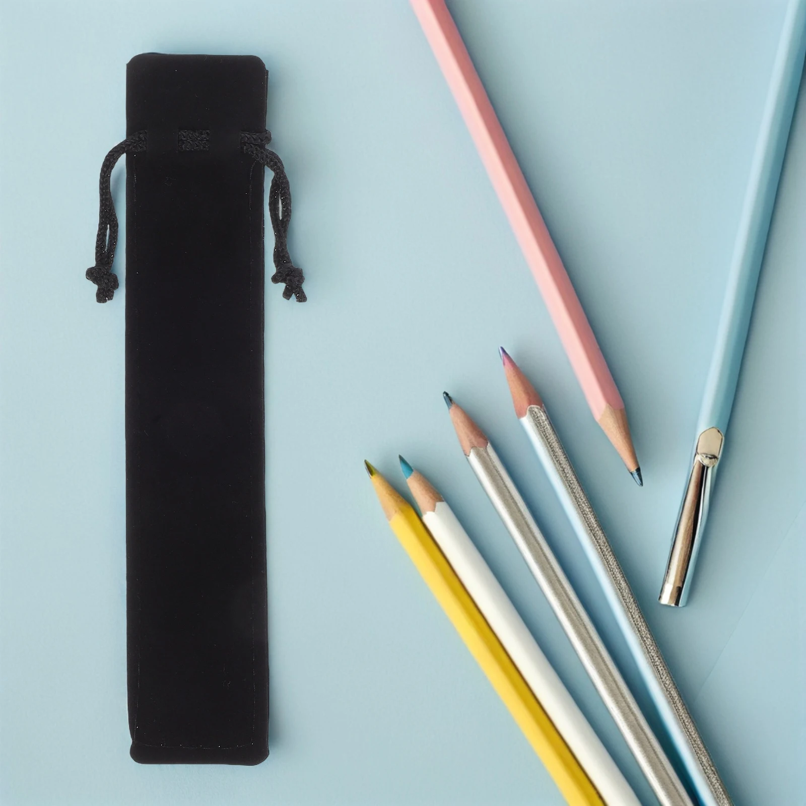 100個のエレガントなペンバッグ、ペン、鉛筆用、柔らかい裏地の収納ポーチ、コンパクトなホルダー、仕事、勉強、外出先での筆記用アクセサリー